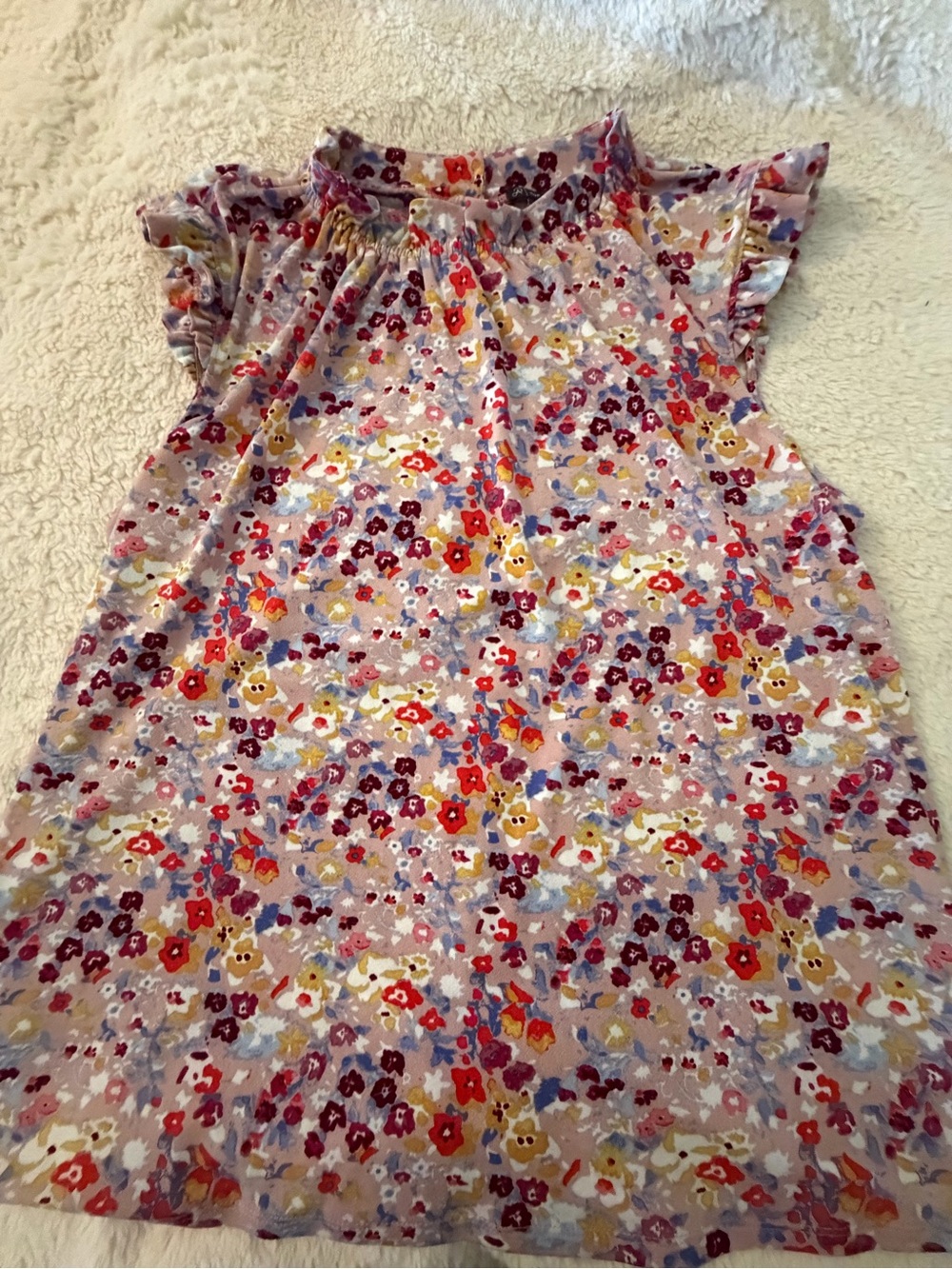 NWOT Adrianna Papell | Lavender Floral Ruffle Cap Sleeve Blouse | Size Large